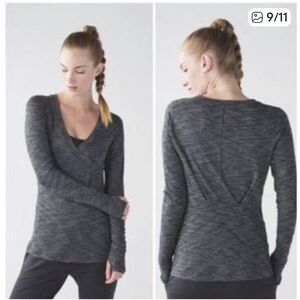 Lululemon &go Everywhere Long Sleeve Top Heathered Black V Neck Size 6